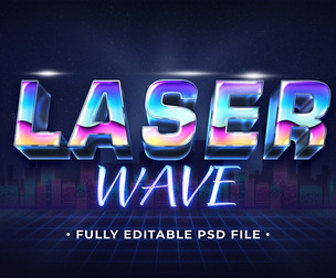Laser Wave PSD Fully Editable Text Effect. Layer Style PSD Mockup Template