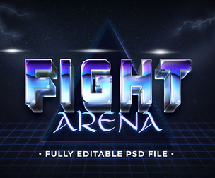 Fight Arena PSD Fully Editable Text Effect. Layer Style PSD Mockup Template