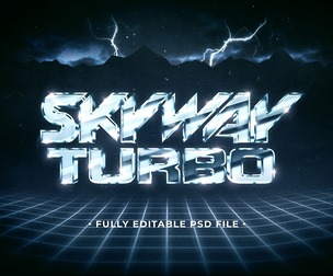 Skyway Turbo PSD Fully Editable Text Effect. Layer Style PSD Mockup Template