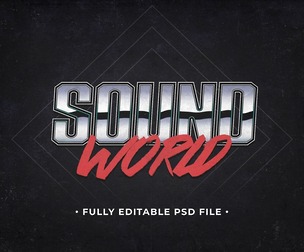Sound World PSD Fully Editable Text Effect. Layer Style PSD Mockup Template