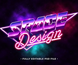 Space Design PSD Fully Editable Text Effect. Layer Style PSD Mockup Template
