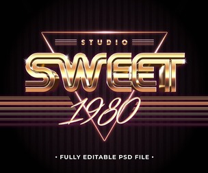 Sweet 1980 PSD Fully Editable Text Effect. Layer Style PSD Mockup Template