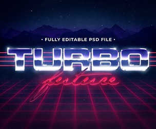 Turbo Future PSD Fully Editable Text Effect. Layer Style PSD Mockup Template