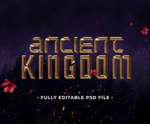 Ancient Kingdom PSD Fully Editable Text Effect. Layer Style PSD Mockup Template