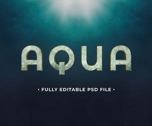 Aqua PSD Fully Editable Text Effect. Layer Style PSD Mockup Template