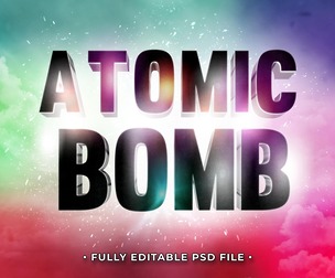 Atomic Bomb PSD Fully Editable Text Effect. Layer Style PSD Mockup Template