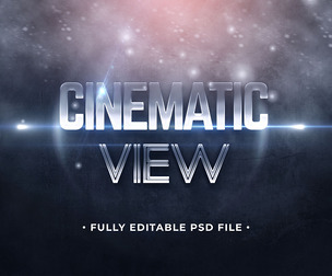 Cinematic View PSD Fully Editable Text Effect. Layer Style PSD Mockup Template