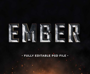 Ember PSD Fully Editable Text Effect. Layer Style PSD Mockup Template