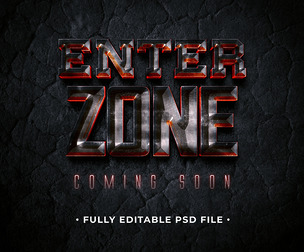 Enter Zone PSD Fully Editable Text Effect. Layer Style PSD Mockup Template