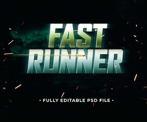 Fast Runner PSD Fully Editable Text Effect. Layer Style PSD Mockup Template