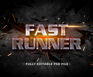 Fast Runner PSD Fully Editable Text Effect. Layer Style PSD Mockup Template