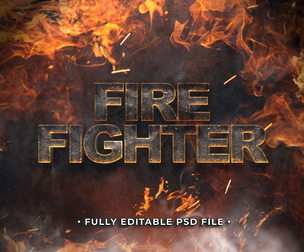 Firefighter PSD Fully Editable Text Effect. Layer Style PSD Mockup Template