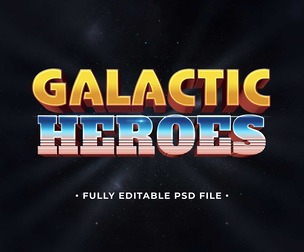 Galactic Heroes PSD Fully Editable Text Effect. Layer Style PSD Mockup Template