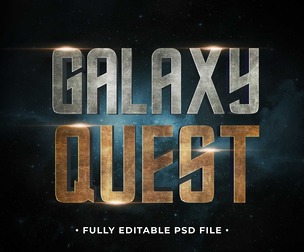 Galaxy Quest PSD Fully Editable Text Effect. Layer Style PSD Mockup Template