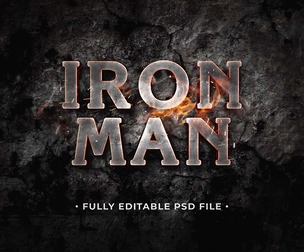 Iron Man PSD Fully Editable Text Effect. Layer Style PSD Mockup Template