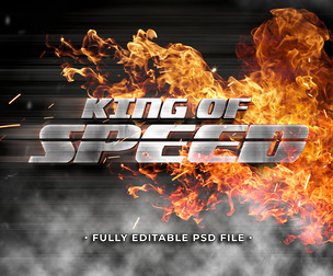 King of Speed PSD Fully Editable Text Effect. Layer Style PSD Mockup Template
