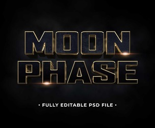 Moon Phase PSD Fully Editable Text Effect. Layer Style PSD Mockup Template