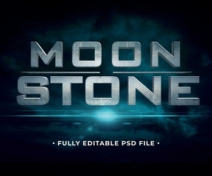 Moon Stone PSD Fully Editable Text Effect. Layer Style PSD Mockup Template