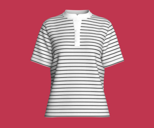 Girls Mandarin Collar Ribbed Striped Top | Marvelous / Clo3d / obj / fbx