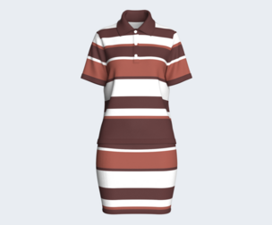Girls Multi-Color Striped Polo Shirt With Skirt Outfit | Marvelous / Clo3d / obj / fbx