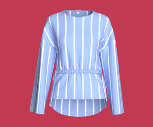 Girls Vertical Stripe Cinched-Waist Top | Marvelous / Clo3d / obj / fbx