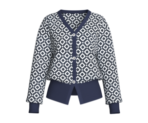 Girls Wide-Ribbed Hem Rhombus Cardigan | Marvelous / Clo3d / obj / fbx