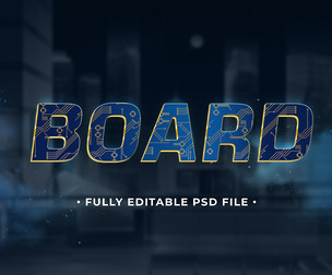 Board PSD Fully Editable Text Effect. Layer Style PSD Mockup Template