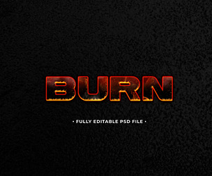 Burn PSD Fully Editable Text Effect. Layer Style PSD Mockup Template