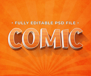 Comic PSD Fully Editable Text Effect. Layer Style PSD Mockup Template