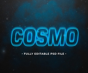 Cosmo PSD Fully Editable Text Effect. Layer Style PSD Mockup Template
