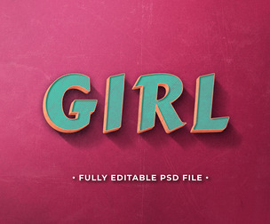 Girl PSD Fully Editable Text Effect. Layer Style PSD Mockup Template