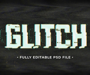 Glitch PSD Fully Editable Text Effect. Layer Style PSD Mockup Template