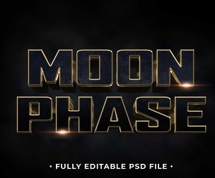 Moon Phase PSD Fully Editable Text Effect. Layer Style PSD Mockup Template
