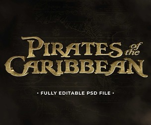 Pirates of the Carabbean PSD Fully Editable Text Effect. Layer Style PSD Mockup Template