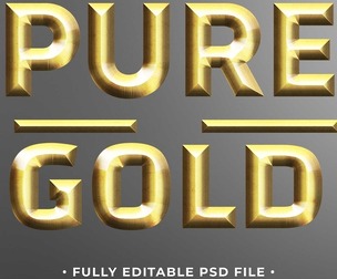 Pure Gold PSD Fully Editable Text Effect. Layer Style PSD Mockup Template