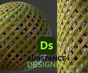 Stylized Wood Fence with Foliage