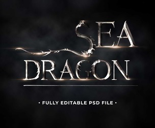 Sea Dragon PSD Fully Editable Text Effect. Layer Style PSD Mockup Template