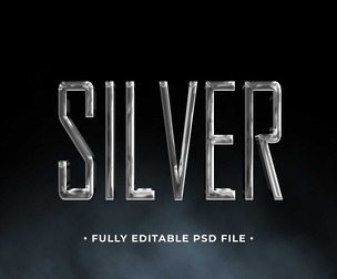 Silver PSD Fully Editable Text Effect. Layer Style PSD Mockup Template