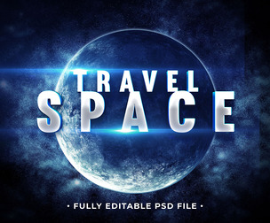 Space Travel PSD Fully Editable Text Effect. Layer Style PSD Mockup Template