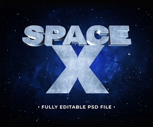 Space X PSD Fully Editable Text Effect. Layer Style PSD Mockup Template