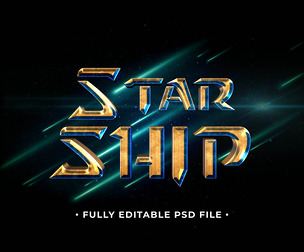 Star Ship PSD Fully Editable Text Effect. Layer Style PSD Mockup Template