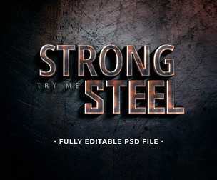 Strong Steel PSD Fully Editable Text Effect. Layer Style PSD Mockup Template