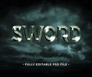 Sword PSD Fully Editable Text Effect. Layer Style PSD Mockup Template