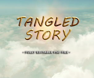 Tangled Story PSD Fully Editable Text Effect. Layer Style PSD Mockup Template