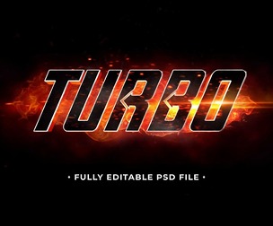 Turbo PSD Fully Editable Text Effect. Layer Style PSD Mockup Template