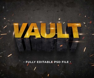 Vault PSD Fully Editable Text Effect. Layer Style PSD Mockup Template