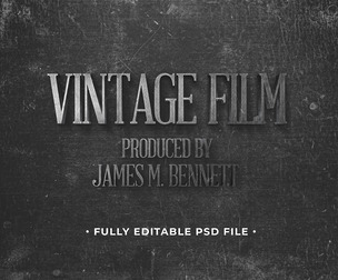 Vintage Film PSD Fully Editable Text Effect. Layer Style PSD Mockup Template