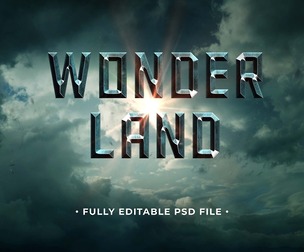 WanderLand PSD Fully Editable Text Effect. Layer Style PSD Mockup Template
