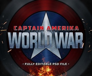 World War PSD Fully Editable Text Effect. Layer Style PSD Mockup Template
