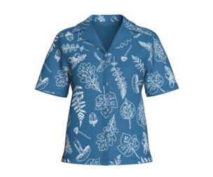Girls Botanical Printed Notch-Collar Shirt | Marvelous / Clo3d / obj / fbx